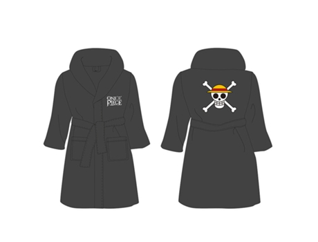 Roupão Estilo Robe Logótipo One Piece E Emblema Preto Tamanho L New Import