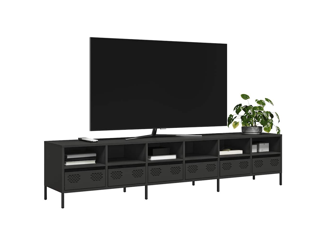 Vidaxl Móvel De Tv 202x39x43,5 Cm Aço Laminado A Frio Preto