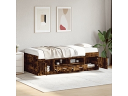 Sofá cama con cajones sin colchón 100x200 cm roble ahumado