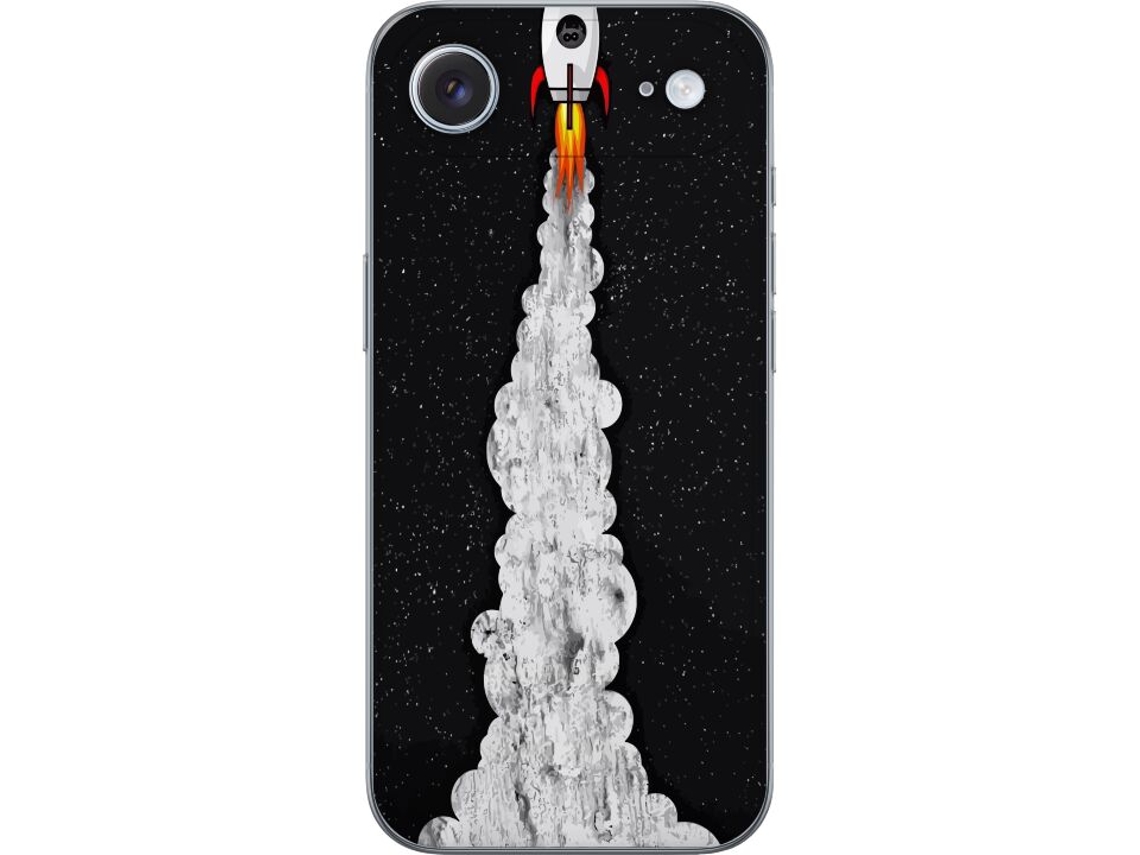 Capa Para Celular Compatível Com Apple Iphone Air. Foguete De Desenho Animado Simples Decolando Para O Espaço Com Rastros De Fumaça E Estrelas, Perfei