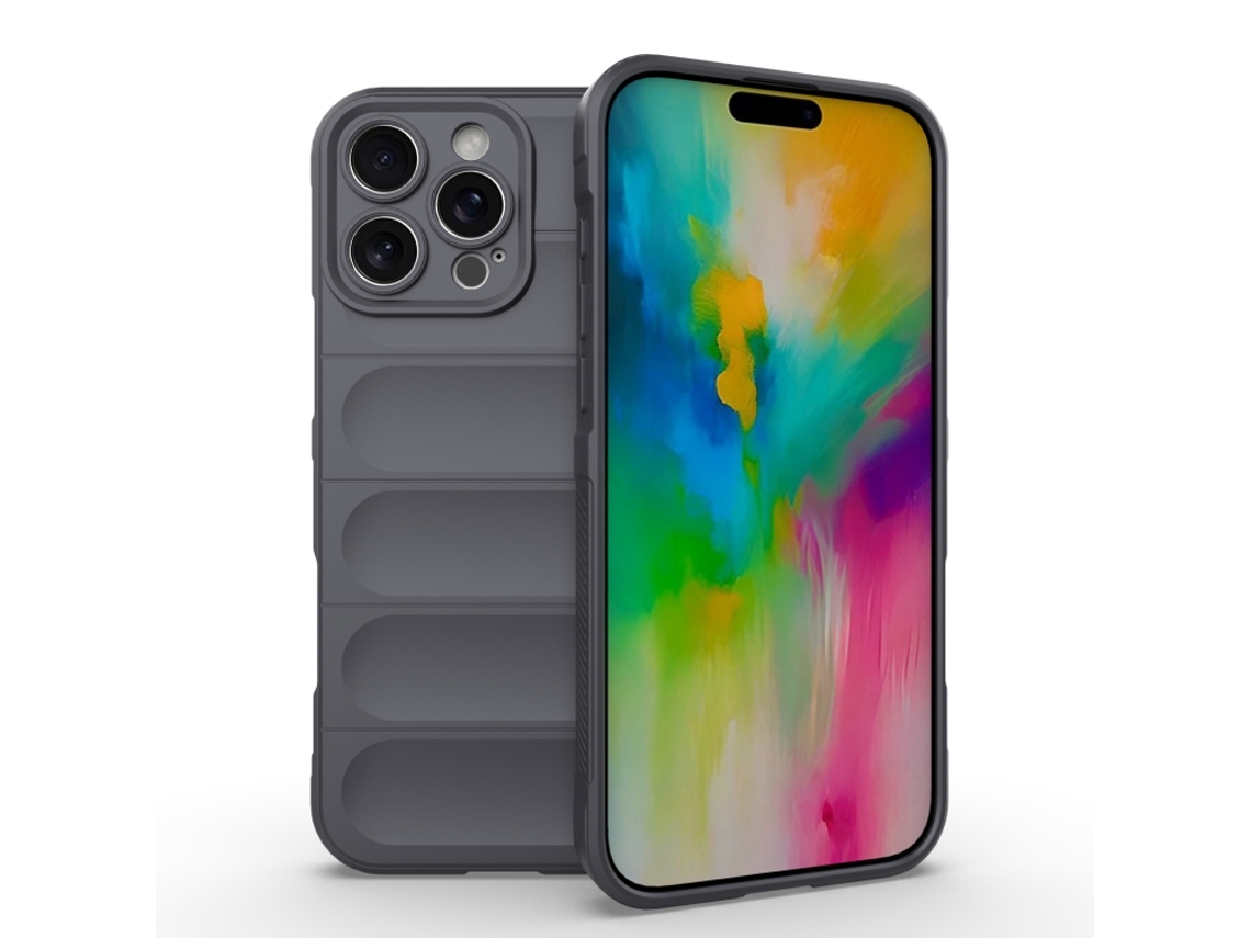 Capa Halinuia Para Iphone 16 Pro Max Magic Shield Tpu Cinzento Escuro (proteção Integral, Interior Em Flanela)