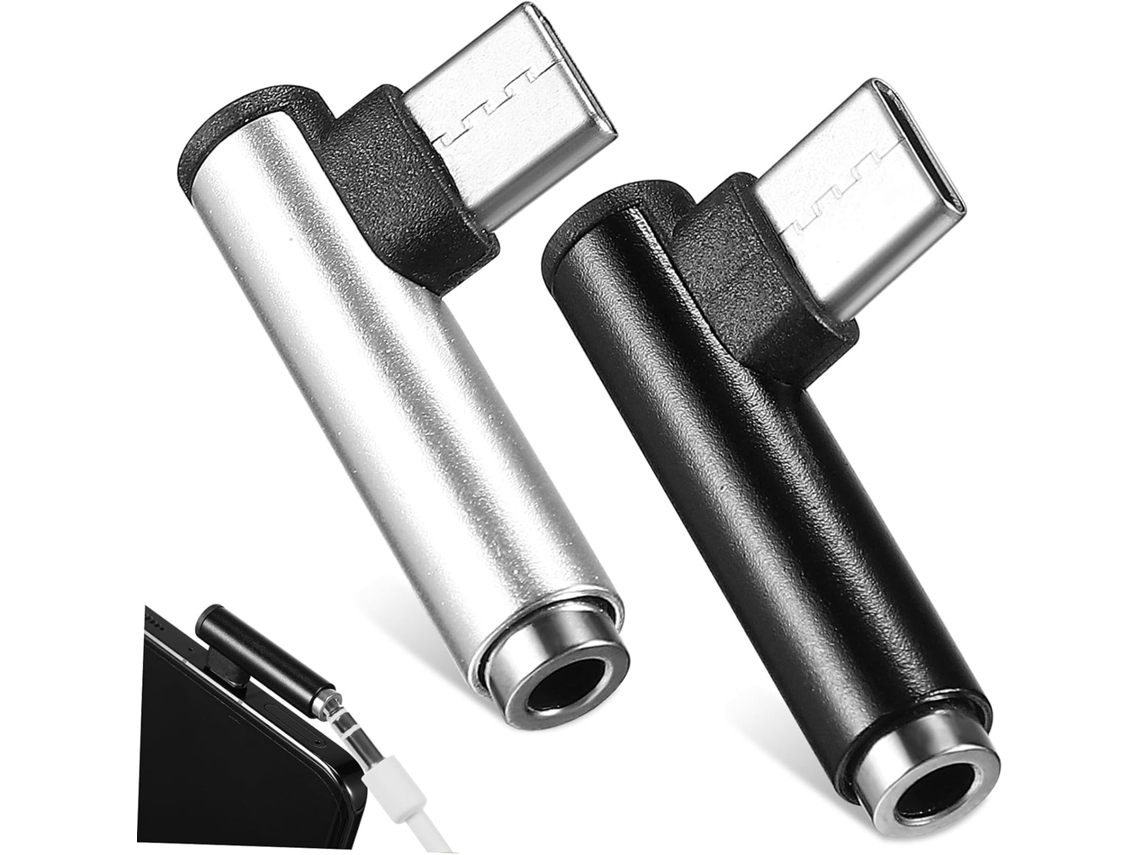 Kit Com 2 Adaptadores De Áudio Usb-c Para 3, 5 Mm, Ângulo De 90 Graus