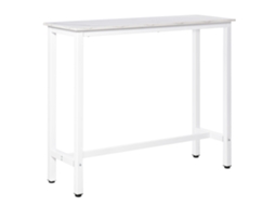 Mesa de Bar Alta BTFORUS para Cozinha, 120x40x100cm, estrutura de Aço, tampo Mármore Branco