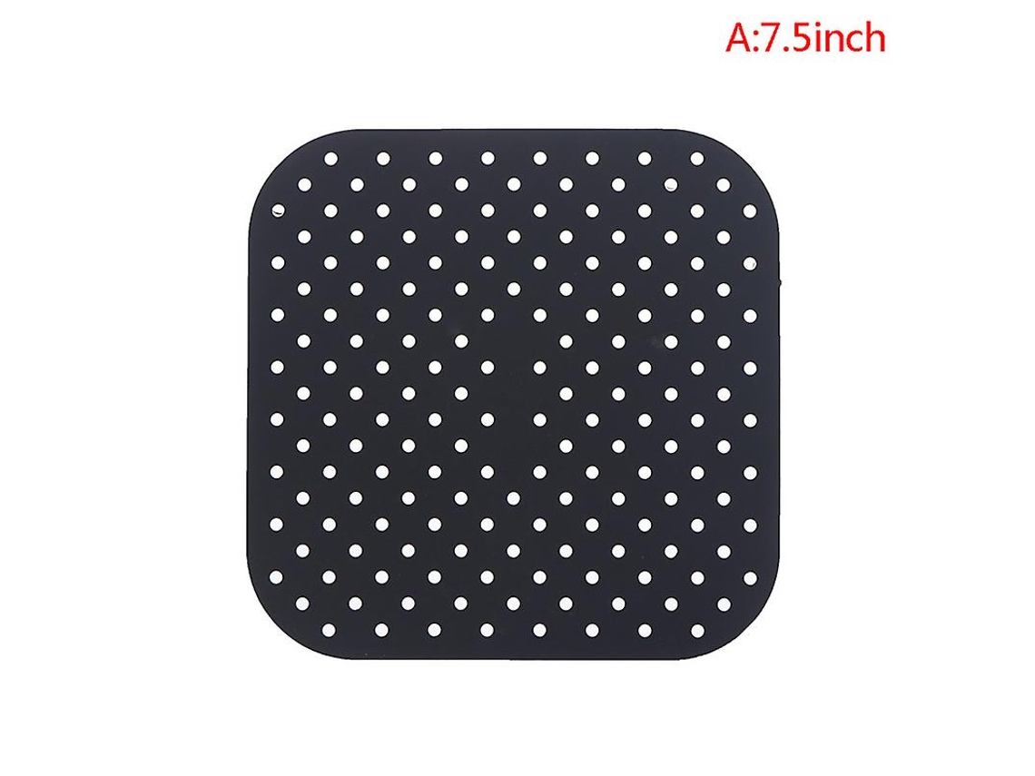 Tapetes Redondos De Silicone Antiderrapantes E Reutilizáveis​​ Para Fritadeira A Ar, Tapetes Antiaderentes Para Cesta De Vapor, Pretos, 19 Cm(7