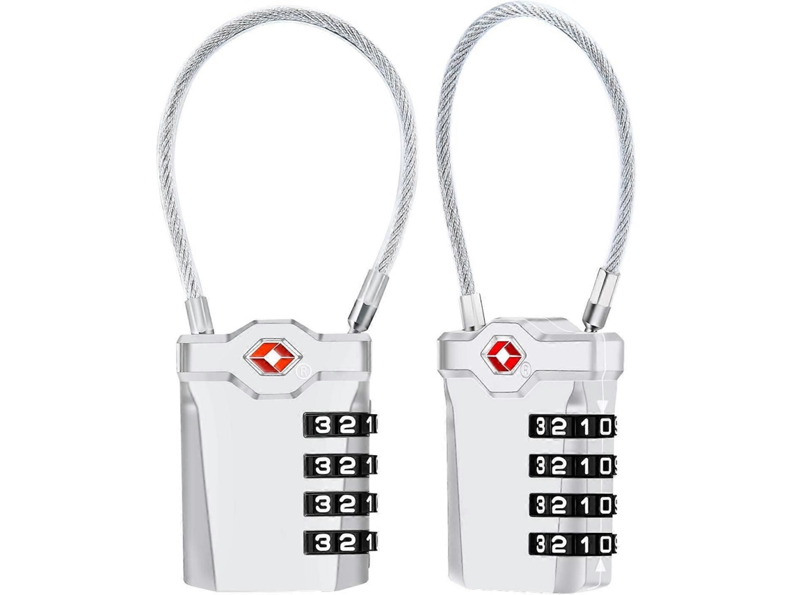 Cadeados Tsa Para Bagagem - Combinação De 4 Dígitos, Cabo Flexível De 14 Cm, Pacote De 2