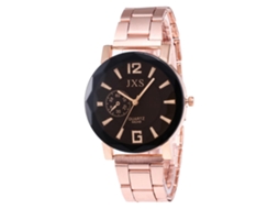 Relógio de Pulso de Quartzo com Pulseira de Aço Rosa Estilo Simples e Fashio