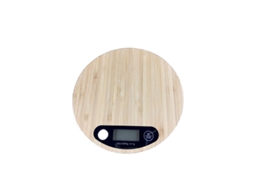 Balança Eletrônica Doméstica de Cozinha com Painel de Bambu, 5 Kg/1 G AQUAFORGE (redonda)