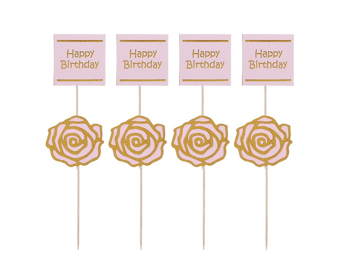 8pcs Topper De Cupcake Com Letras Rosas