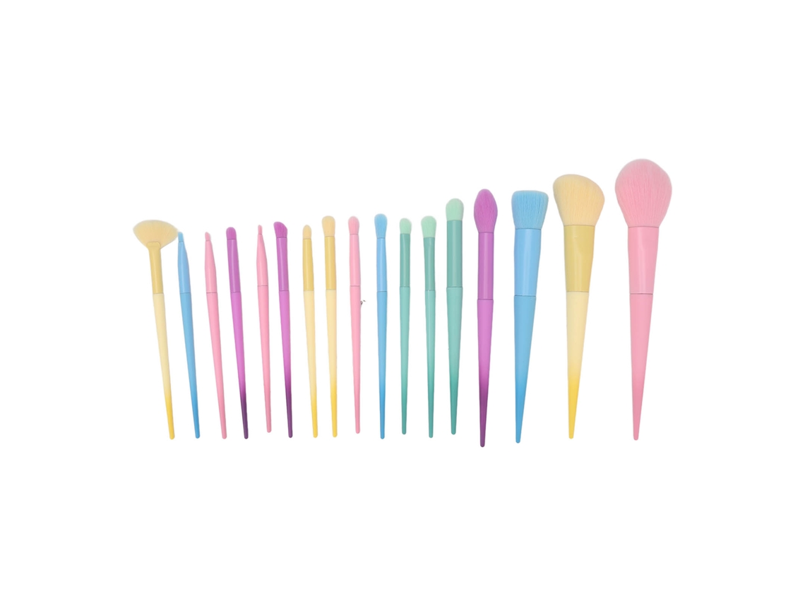 Kit De Pincéis De Maquiagem 17pcs Cores Doces Com Fibra Bionica E Tubo De Alumínio