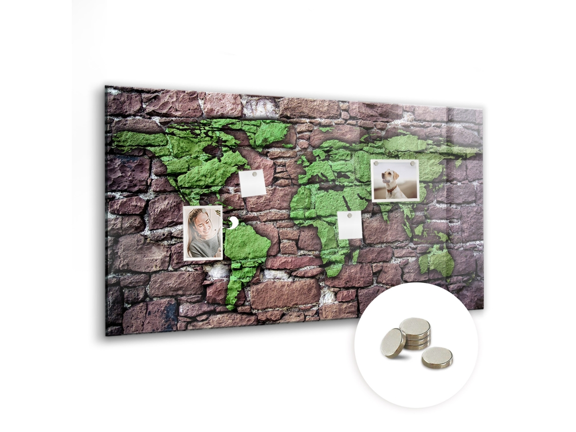 Quadro Magnético Mapa-múndi De Tijolos Para A Cozinha Espelharte (120x60 Cm)