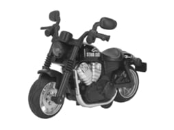 Brinquedo de liga leve Bj-Motocicleta em escala 1:16 com luz e luz, motocicleta de arrasto para crianças, ótima para coordenação olho-mão, preto