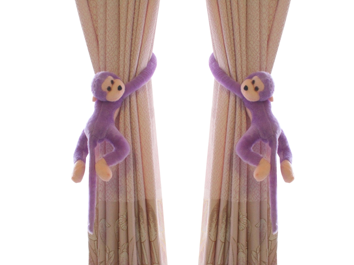 Presilha de cintura para cortina com design de macaco longa e larga, roxa, par LAXISCREED
