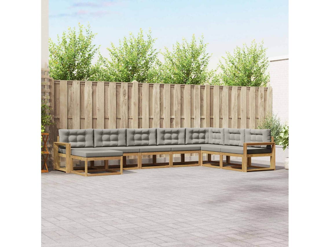 Vidaxl Conjunto De Sofás Para Exterior 8 Unid. Branco E Cinzento-claro