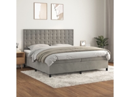 Vidaxl Cama Com Molas/colchão 200x200 Cm Veludo Cinzento-claro