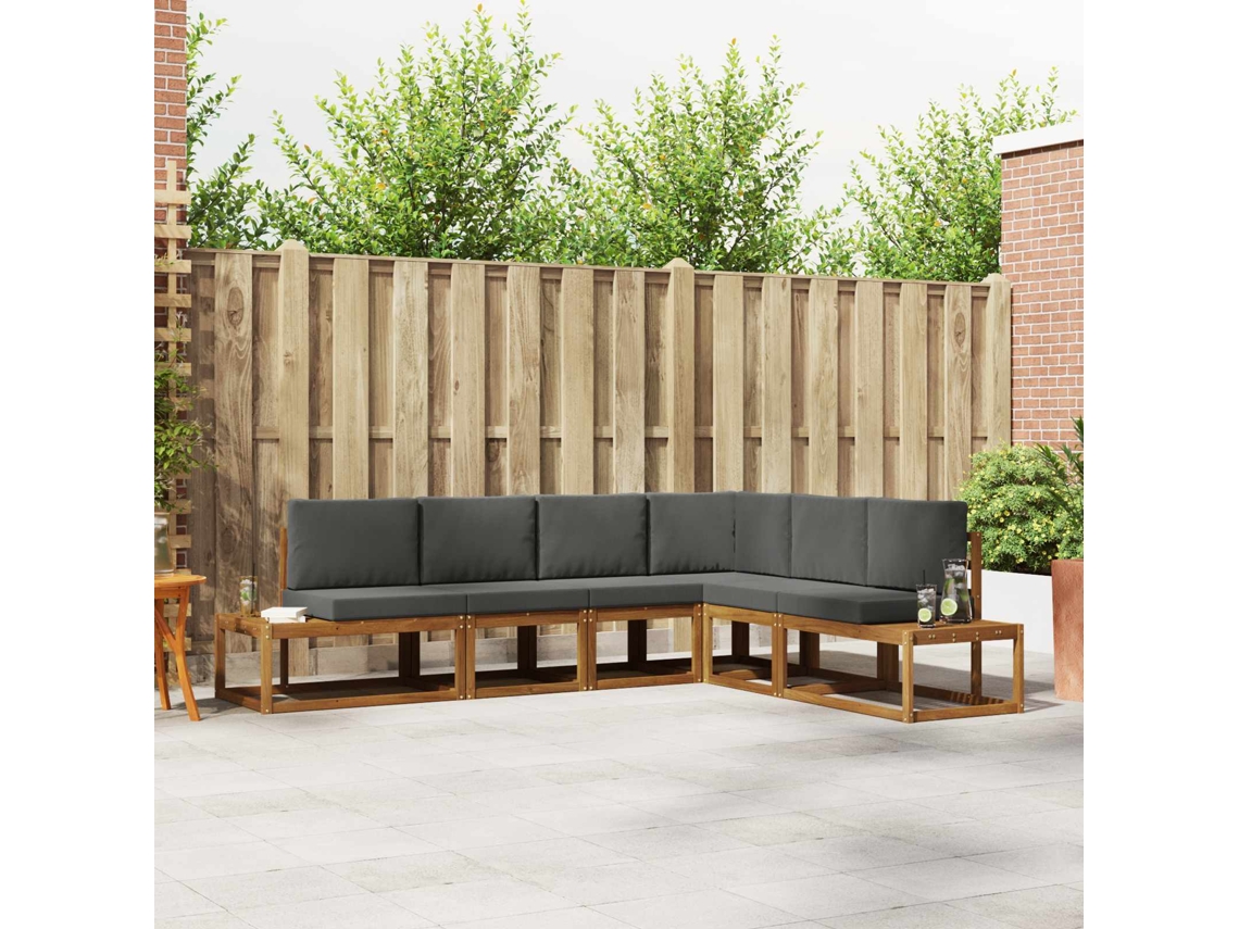 Vidaxl 6 Unid. Conjunto De Sofás Para Exterior Natural E Antracite