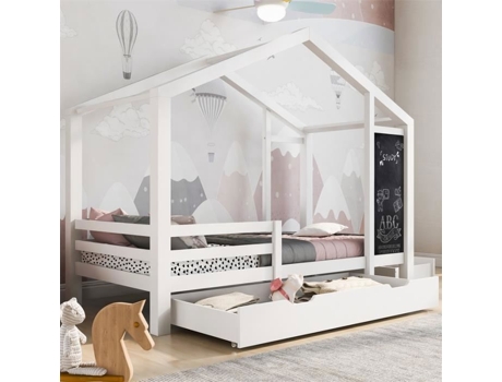 Cama Com Gavetas Cabine Branca Barreira Dreammespace Madeira Maciça Branco (90x200cm)