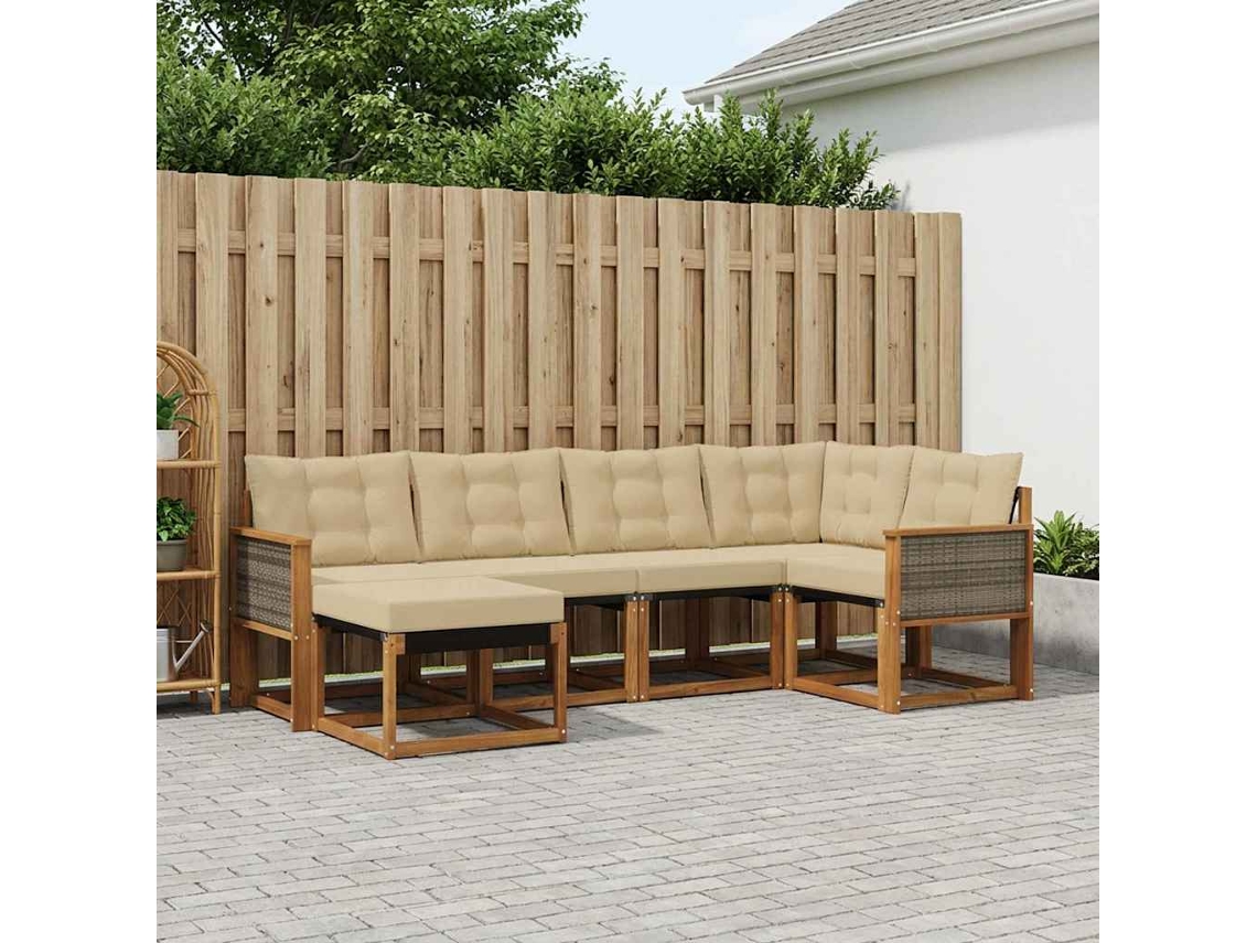 Vidaxl Conjunto De Sofás Para Exterior 6 Unid. Natural E Bege