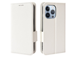 Capa Queda Textura Lichia Para Iphone 15 Pele Sintética Branco