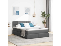 Vidaxl Cama De Armazenamento Led Com Colchão Cinzento-escuro