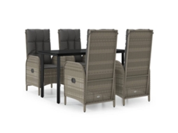 Garden Dining Set, Garden Dining Sets Vidaxl Cinzeto Rattan / Vime (mesa Com 140 Cm De Comprimento)