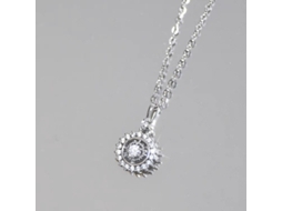 Colar Bússola do Destino em Prata de Lei 925 , Mini Pingente Vintage Redondo em Formato de Disco com Pequenas Zircônias MDUG (ouro Branco)