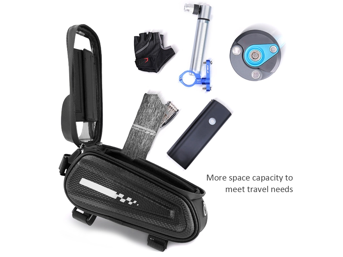 Lurelia Bolsa De Bicicleta Com Ecrã Tátil E Capa Rígida Preta De Pvc Impermeável Para Telemóvel E Ciclismo
