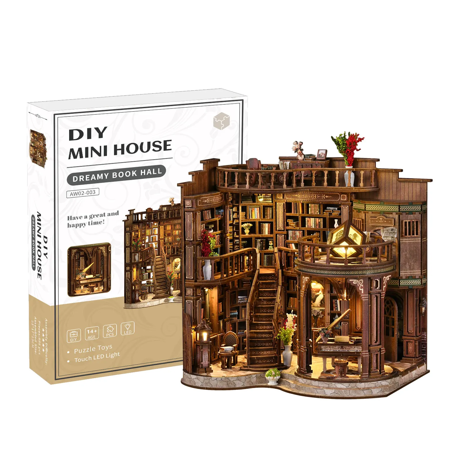 Kit de Modelo em Miniatura de Casa de Madeira Retrô 3d para Montar MDUG