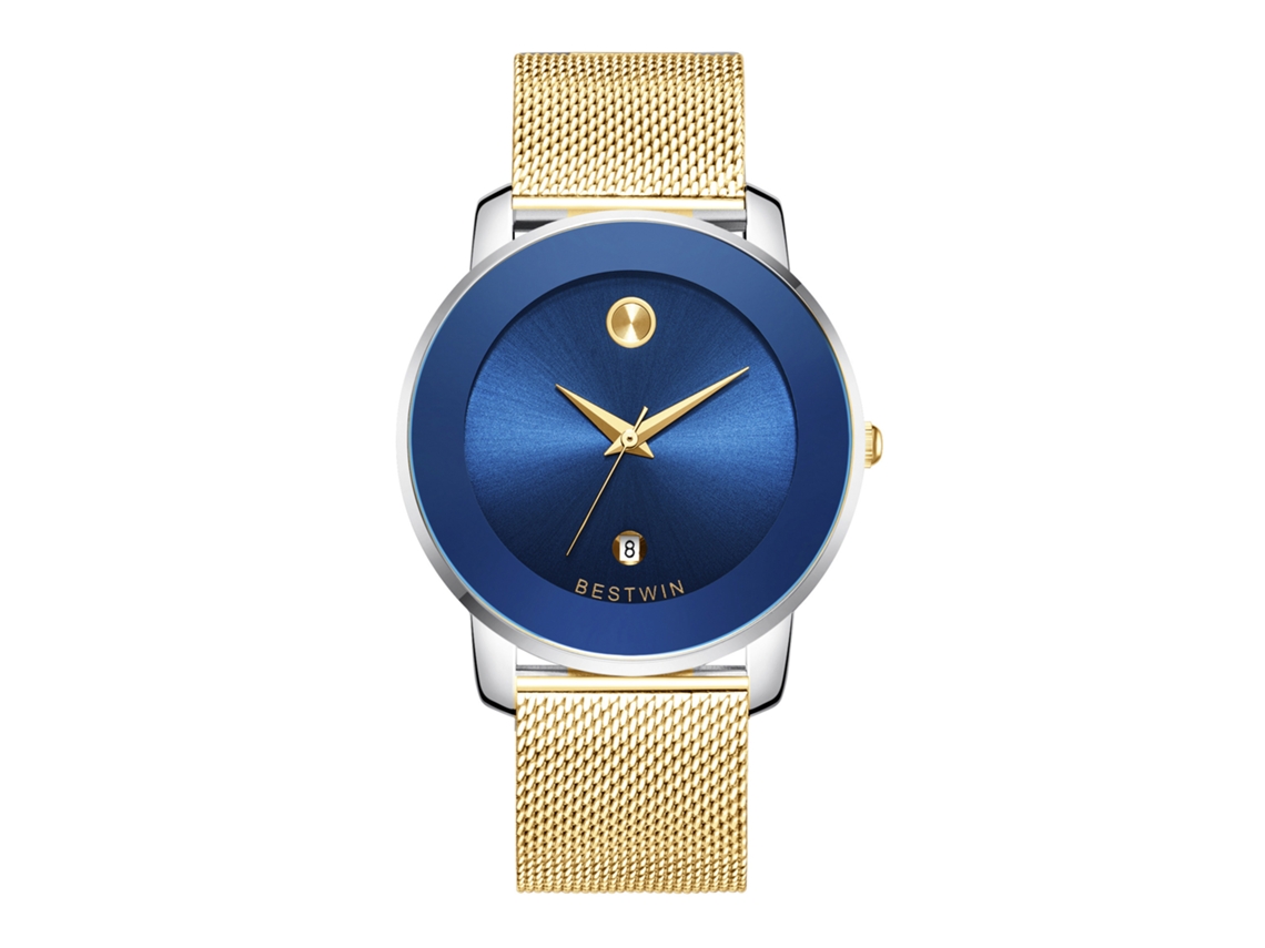 Relógio de Quartzo Masculino MDUG (pulseira de Malha Azul)