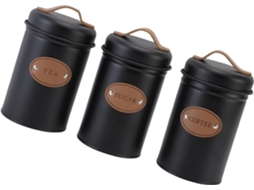 Conjunto De Potes Ferro Selados Com Tampas Couro, Recipientes Herméticos Para Café, Chá, Açúcar, Potes Para Alimentos Na