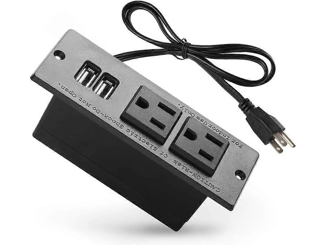 Régua De Tomadas Integrada, Estação De Carregamento De Mesa Com 2 Tomadas E 2 Portas Usb. Olysi Shop
