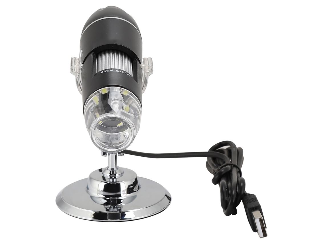 Aetheria microscópio Digital Usb 1600x Câmera 2mp com 8 Led Ajustável e Suporte para Windows