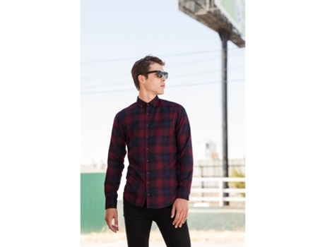 Camisa de Homem SKINNI FIT Verificada Vermelho (2XL)