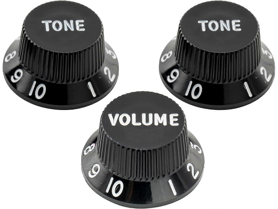 Conjunto de Knobs Universais para Guitarra St Estilo St, com 2 Controles de Tom e 1 de Volume, na Preta AQUAFORGE