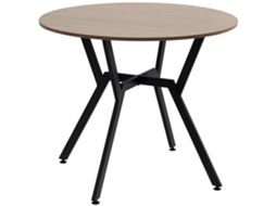 Mesa Redonda para 2 Pessoas com Suporte em X em Madeira e Aço. Ø90x76 Cm. Preto e Pardo Ge
