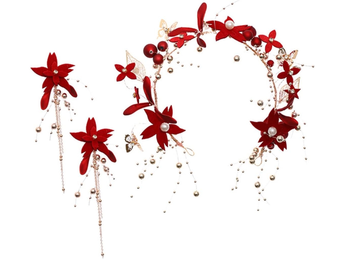 Conjunto Exclusivo De Brincos E Tiara Floral, Faixa De Cabelo Floral Para Artigos De Casamento.