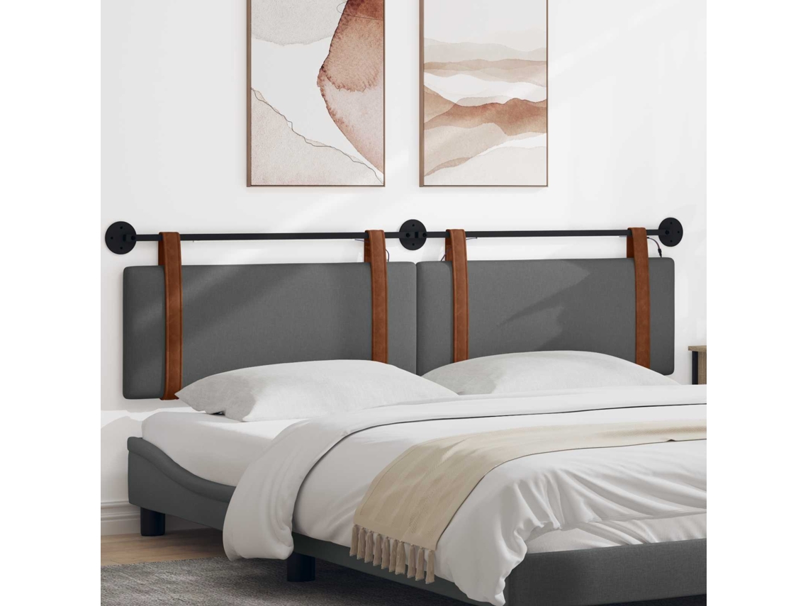 Vidaxl Cabeceira Suspensa Com Luz Led Cinzento-escuro Pu Antigo