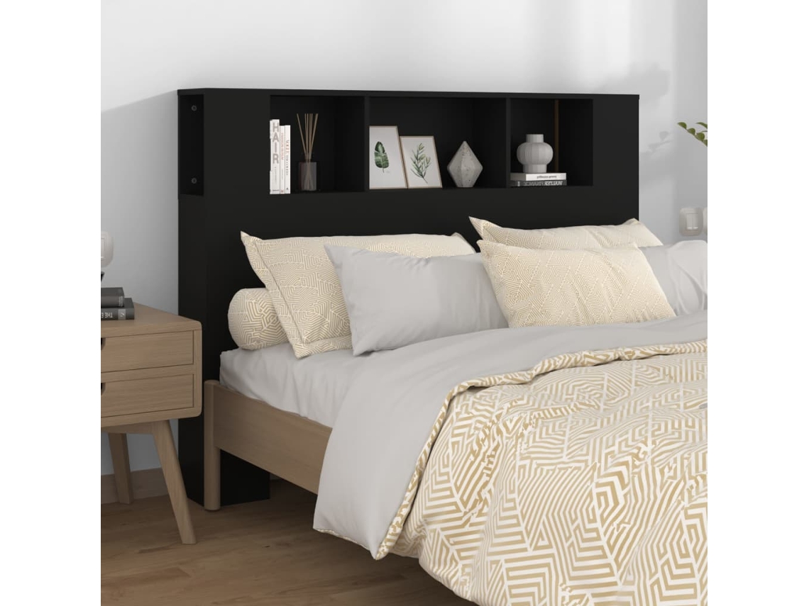Vidaxl Armário De Cabeceira 140x18,5x104,5 Cm Preto