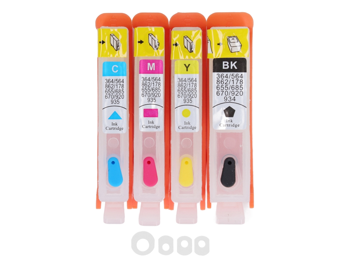 4pcs Cartucho de Tinta com Chip Permanente Capacidade Grande 4 Cores para Hp 655 Impressora