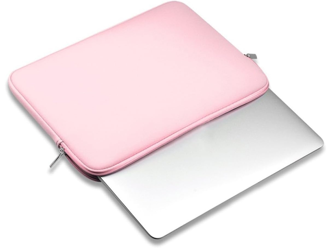 Capa Protetora Rosa De Neoprene Com Zíper Para Laptop De 13 Polegadas