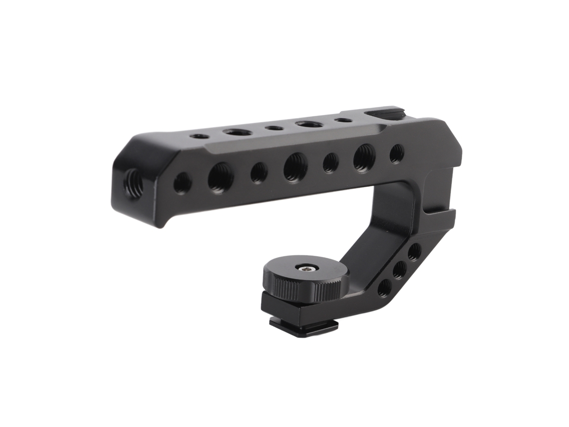 Universal Camera Cold Shoe Handle Aluminum Alloy With 1/4 Inch 3/8 Inch Screw Holes 3 Cold Shoe Mounts LAXISCREED