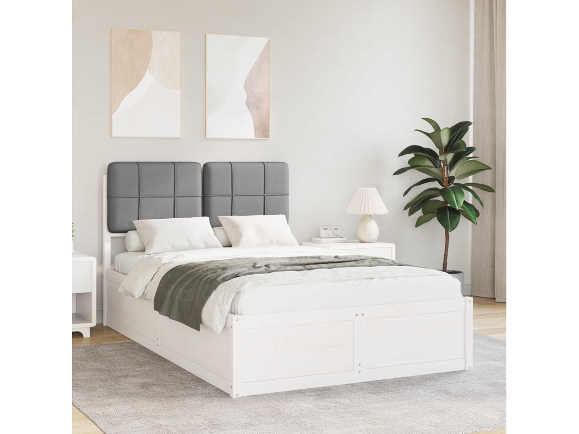 Vidaxl Estrutura De Cama Com Cabeceira Estofada Cinzento-claro