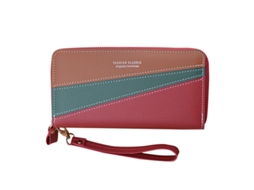 Bolsa Feminina de Couro Pu com Zíper, Grande Capacidade, Clutch e Pulseira, Moda Casual