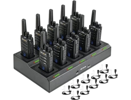 Rt668h Talkie Walkie Recarregável Com Tela Oculta, Legibilidade, Carregador 10 Em 1 Com Fones De Ouvido, Para Hotel, Segurança Retevis (10 Unidades)