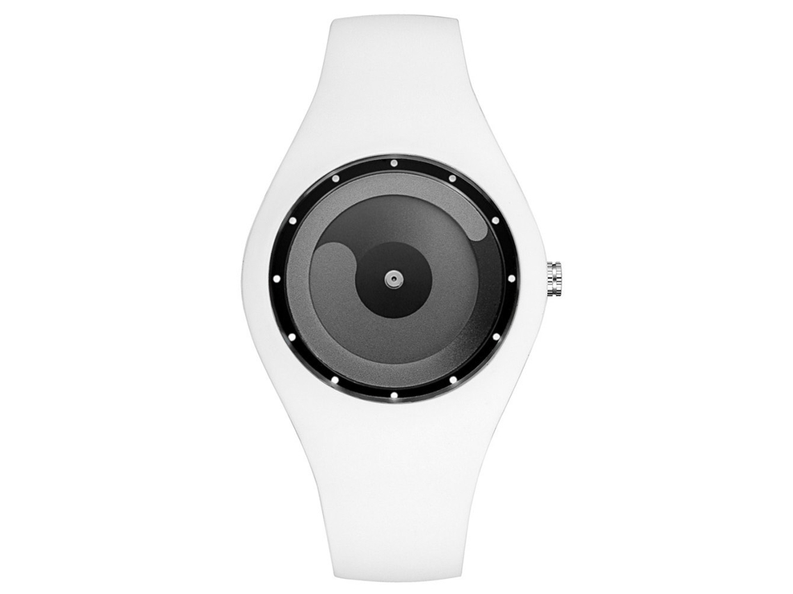 Relógio de pulso unissex, estilo simples, pulseira de silicone, movimento de quartzo, para estudantes (branco/cinza)
