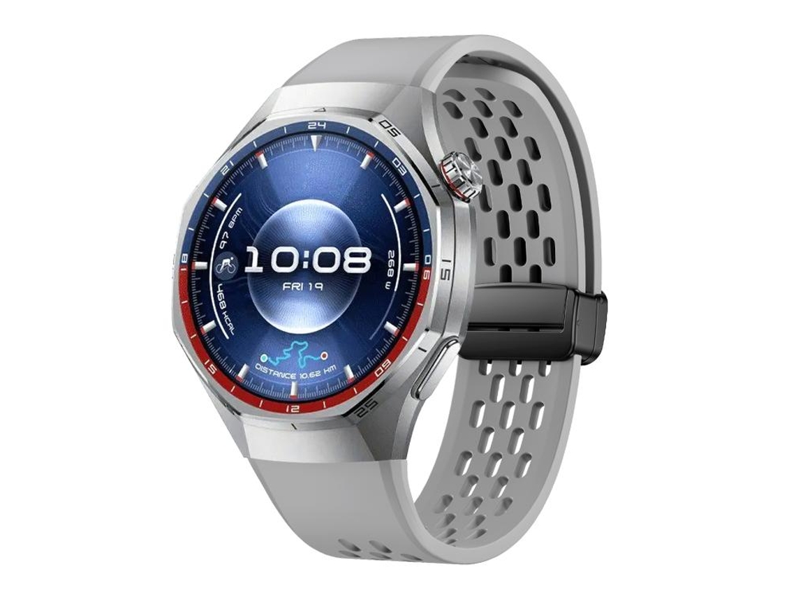 Bracelete Para Huawei Watch Gt 6 Pro - Silicone - Fecho Magnético Dobrável Preto Cinza