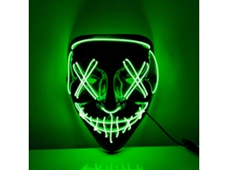 Máscara de Halloween com luz LED, efeito assustador, verde fluorescente, para cosplay LAXISCREED