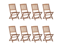 Conjunto de 8 Cadeiras de Jardim Dobráveis com Almofadões Acácia Maciça MAISON EXCLUSIVE