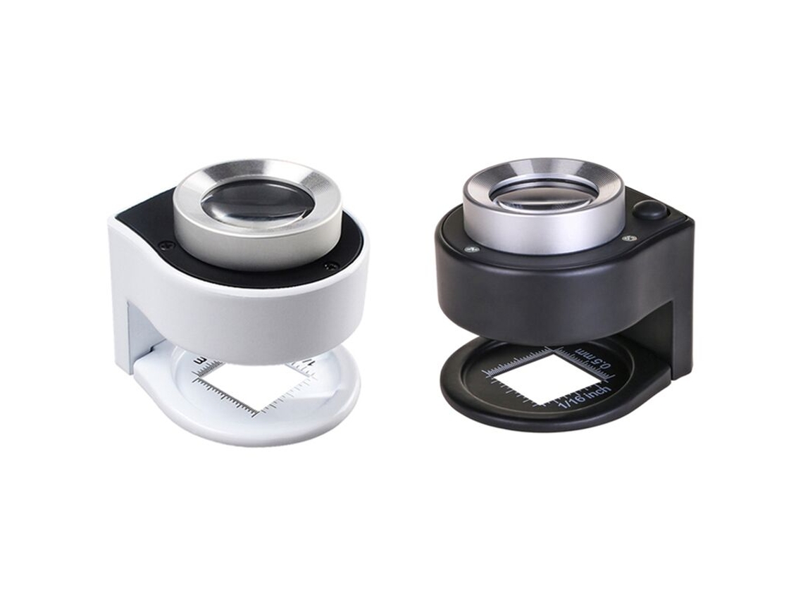 Conjunto de 2 Lupas com 6 Luzes 30x 60x, Lupa Portátil de Metal com Iluminação BRILVIBERA