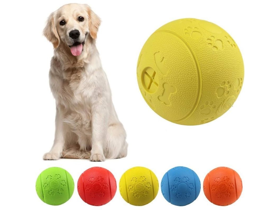 2026 bola de Brinquedo para Cães com Comida, Bola de Borracha Resistente a Mordidas Amarela