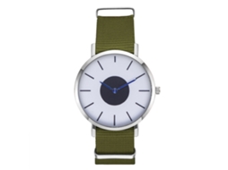 Reloj Hombre De Moda Con Correa De Nylon Dial Redondo Cuarzo Militar Verde